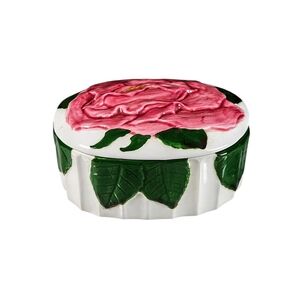 Vintage Pacific Rim Floral Hand Painted Trinket Dish Box